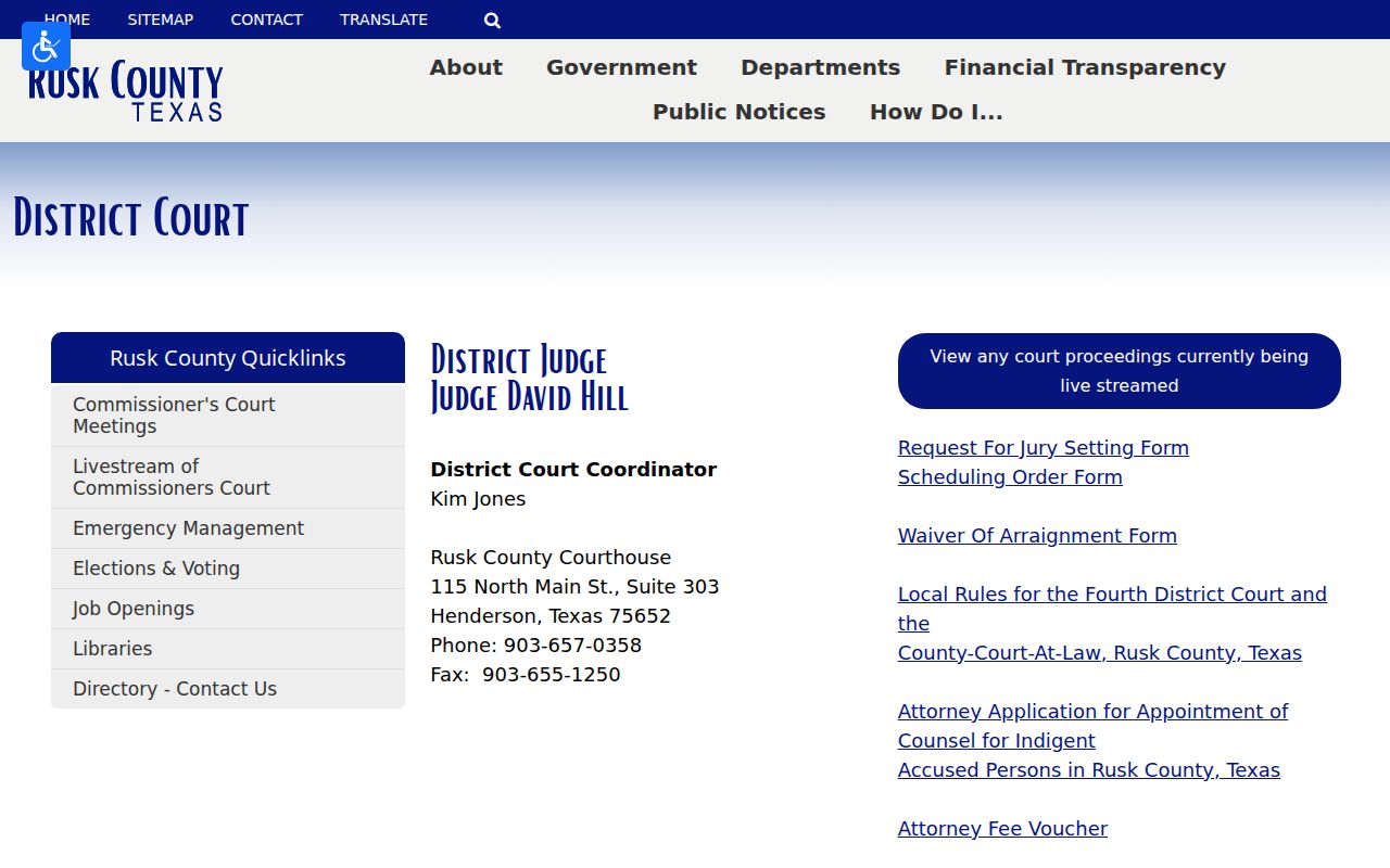 Rusk County court docket Fourth District Court