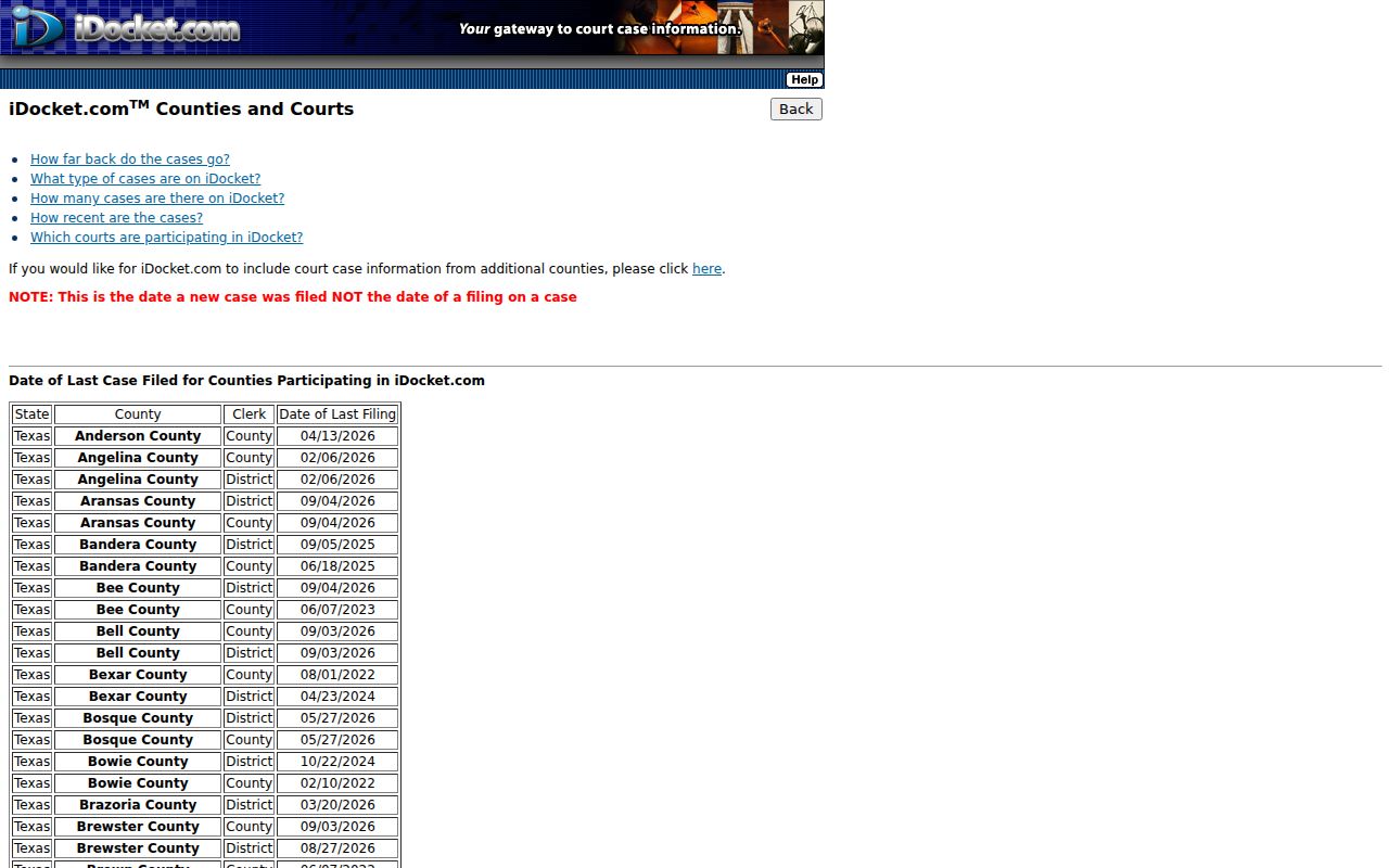 Rusk County case lookup public filing index