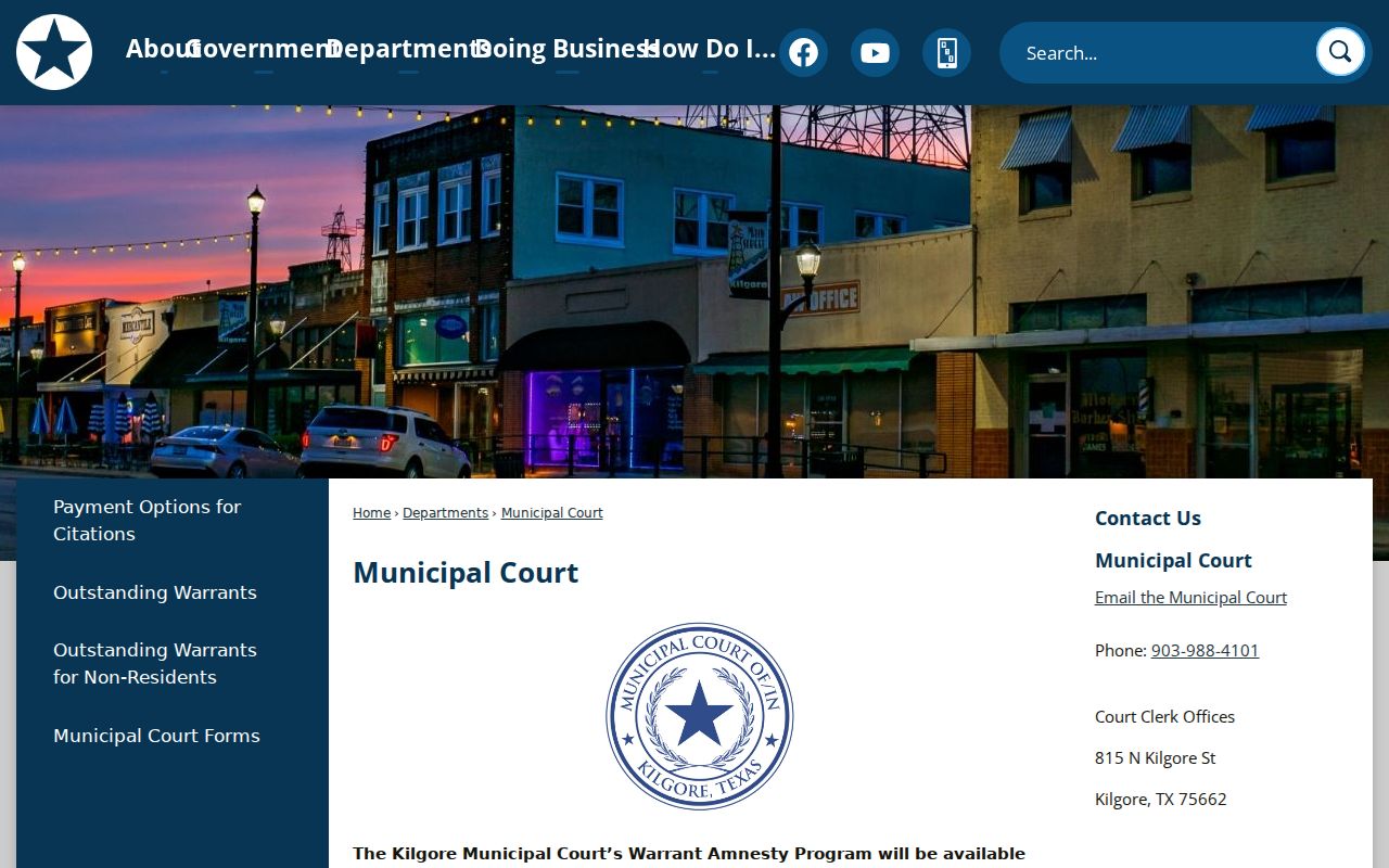 Kilgore court docket night and day session information