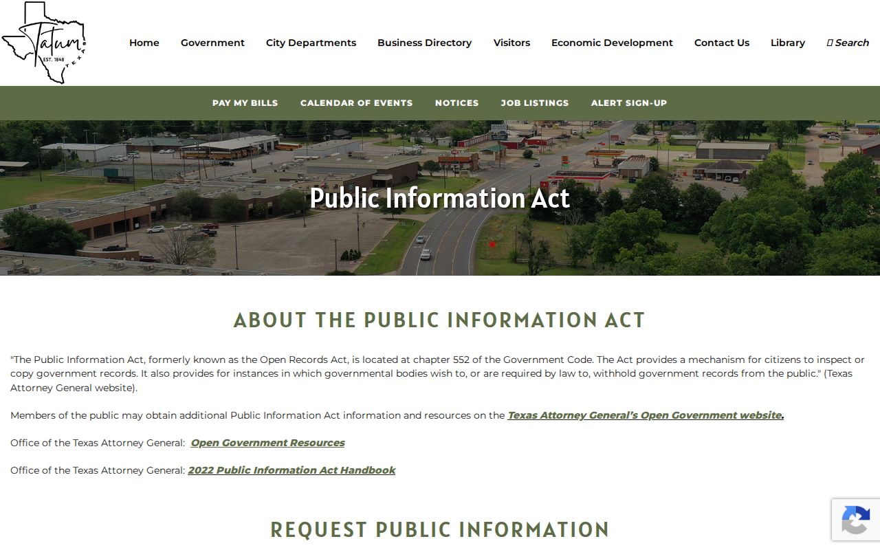 Tatum court record public information request channels