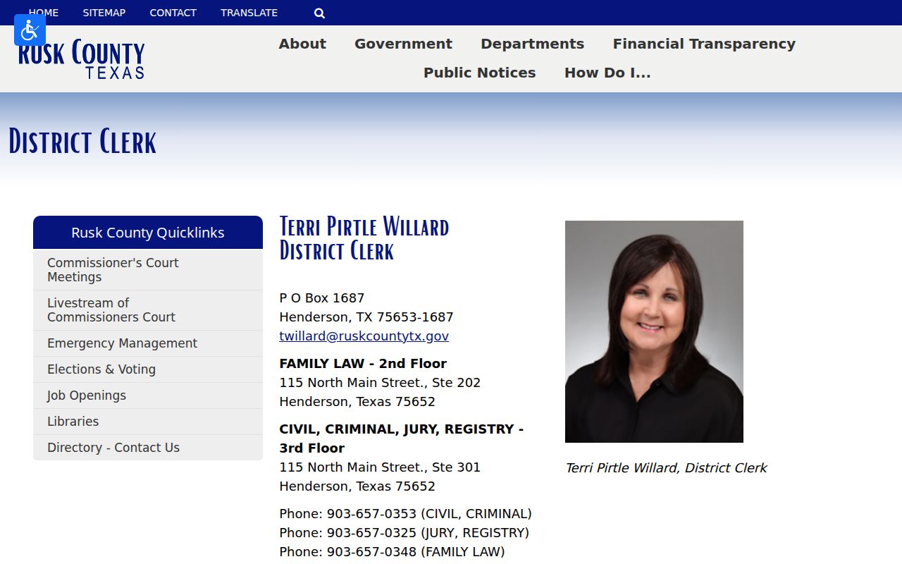 Rusk County court docket District Clerk access